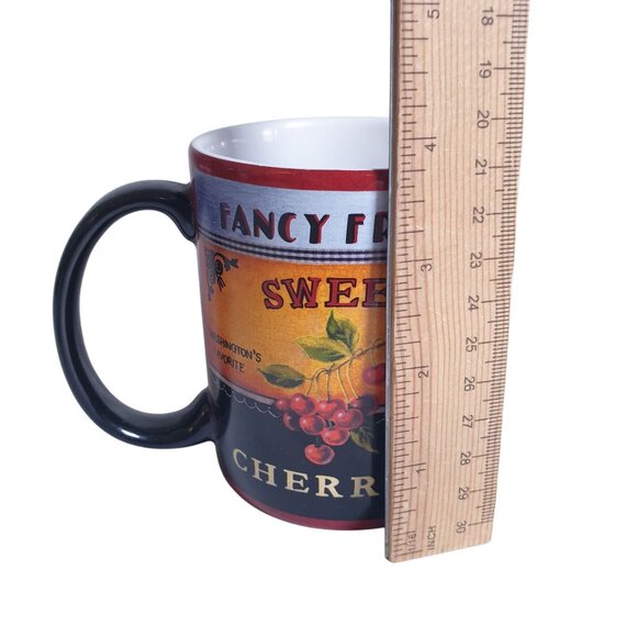 Vintage Decorative Ceramic Lang Mug Fancy Fruits Design Country Kitchen Decor - Picture 3 of 5